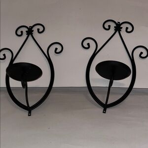 Longaberger Elegant Black wrought iron Wall Sconce Set.